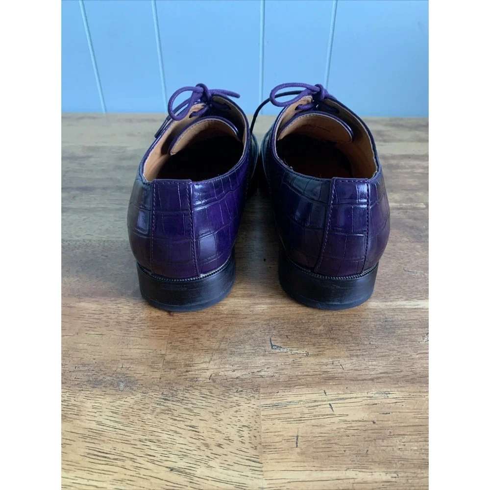 Antonio Cerrelli Elite Dress Shoes 9.5 6839 Dark Purple Gator Print Lace Up EUC
